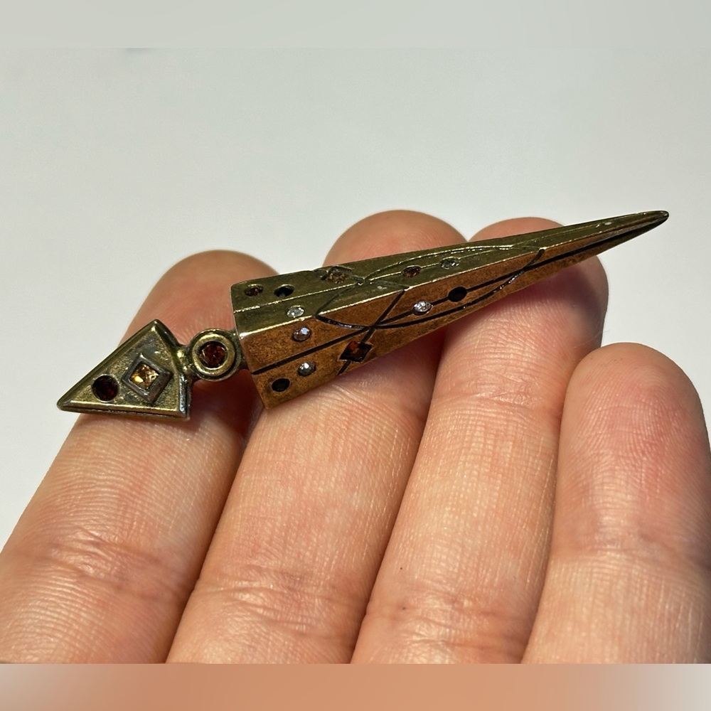 Rare Vintage Patricia Locke Brooch Natural Colors Swarovski Rhinestone Comet